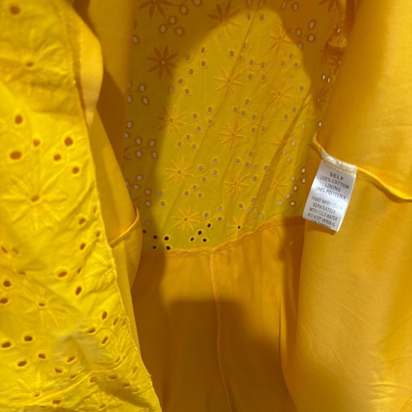 Chic Soul Yellow Peplum Ruffled Eyelet Cap Sleeve Blouse - Picture 5 of 10